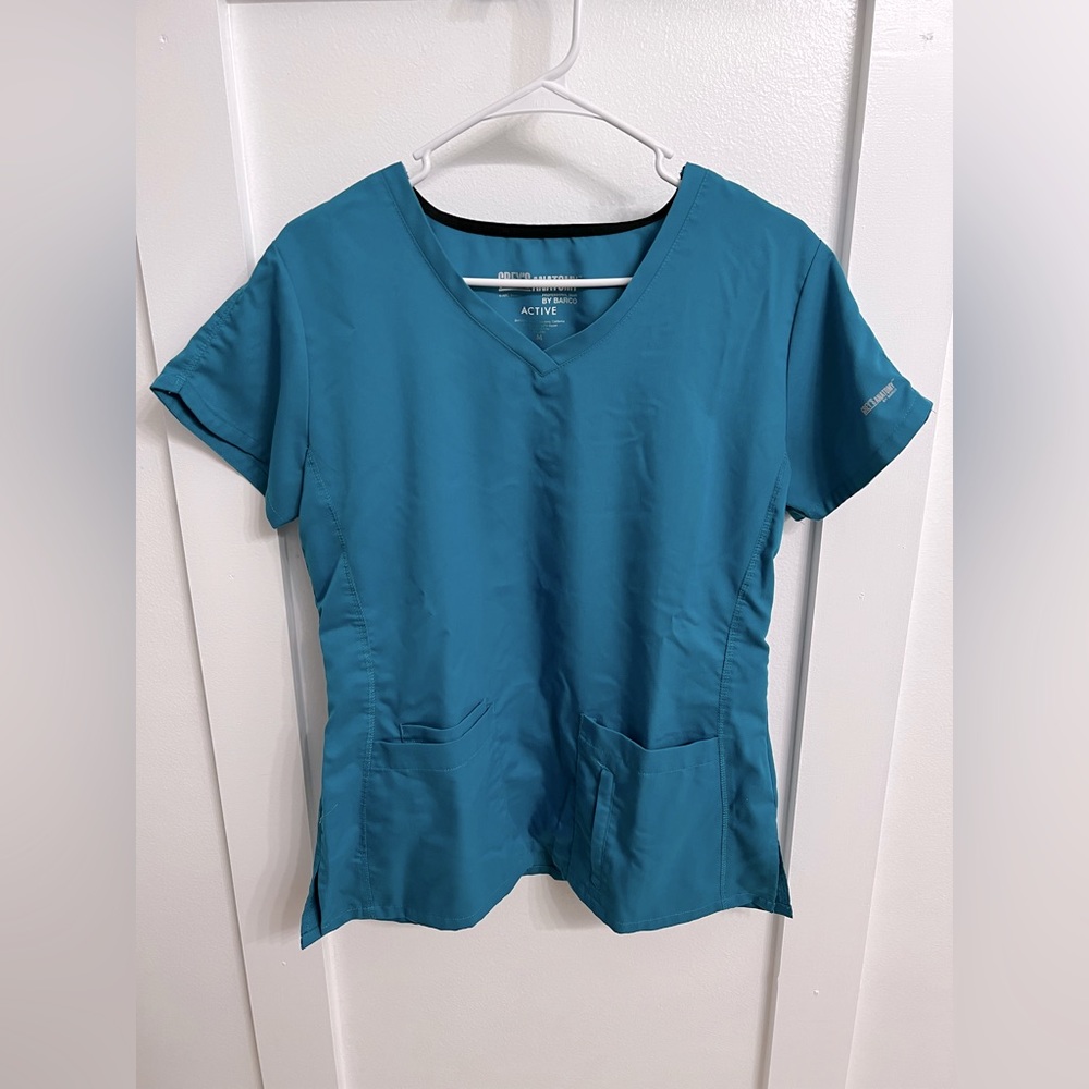 Greys anatomy teal scrub top